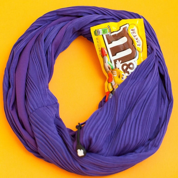 SHOLDIT® Purple Hidden Pocket Infinity Scarf 100% Cotton - Picture 1 of 5